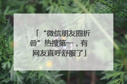 “微信朋友圈折叠”热搜第一，有网友直呼舒服了