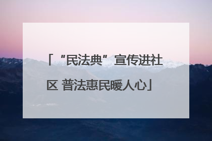 “民法典”宣传进社区 普法惠民暖人心