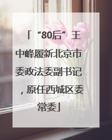 “80后”王中峰履新北京市委政法委副书记，原任西城区委常委