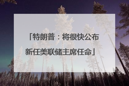 特朗普：将很快公布新任美联储主席任命