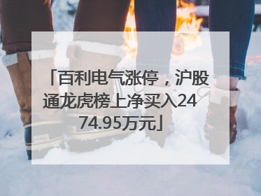 百利电气涨停，沪股通龙虎榜上净买入2474.95万元