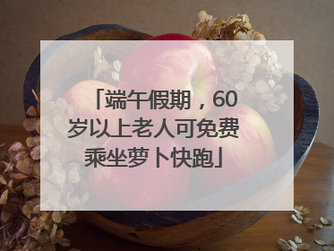 端午假期，60岁以上老人可免费乘坐萝卜快跑