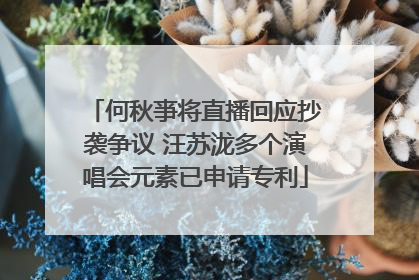 何秋亊将直播回应抄袭争议 汪苏泷多个演唱会元素已申请专利