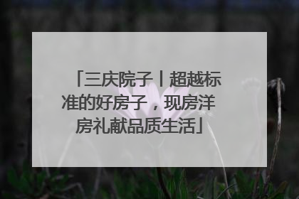 三庆院子丨超越标准的好房子，现房洋房礼献品质生活