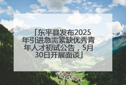 东平县发布2025年引进急需紧缺优秀青年人才初试公告，5月30日开展面谈