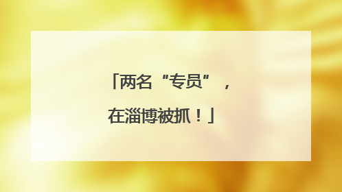 两名“专员”，在淄博被抓！