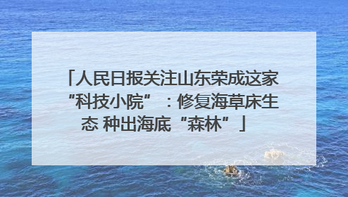 人民日报关注山东荣成这家“科技小院”：修复海草床生态 种出海底“森林”