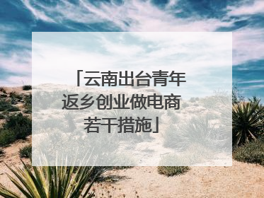 云南出台青年返乡创业做电商若干措施