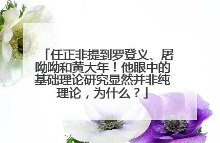任正非提到罗登义、屠呦呦和黄大年！他眼中的基础理论研究显然并非纯理论，为什么？