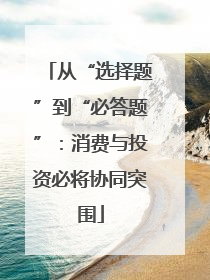 从“选择题”到“必答题”：消费与投资必将协同突围