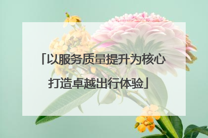 以服务质量提升为核心 打造卓越出行体验