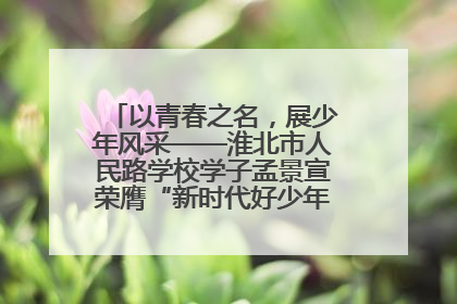 以青春之名，展少年风采——淮北市人民路学校学子孟景宣荣膺“新时代好少年”荣誉称号