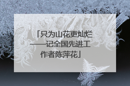只为山花更灿烂——记全国先进工作者陈萍花