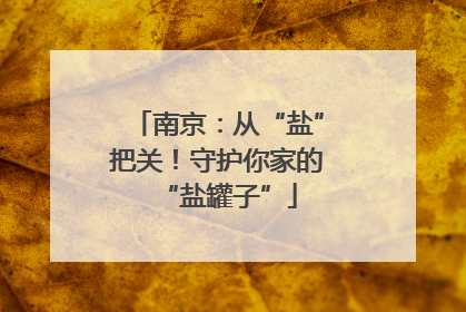 南京：从“盐”把关！守护你家的“盐罐子”