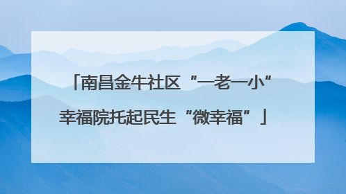 南昌金牛社区“一老一小”幸福院托起民生“微幸福”