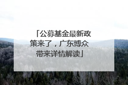 公募基金最新政策来了，广东博众带来详情解读