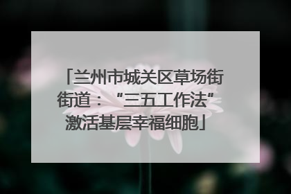 兰州市城关区草场街街道：“三五工作法”激活基层幸福细胞