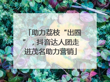 助力荔枝“出圈”，抖音达人团走进茂名助力营销
