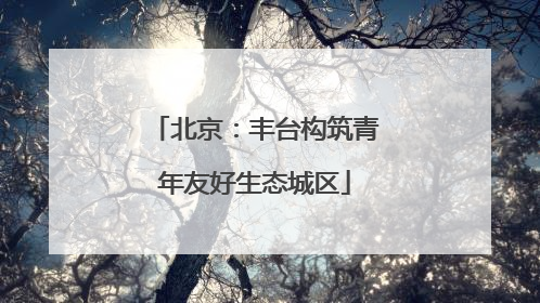北京：丰台构筑青年友好生态城区