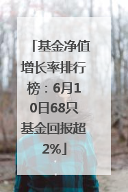 基金净值增长率排行榜：6月10日68只基金回报超2%