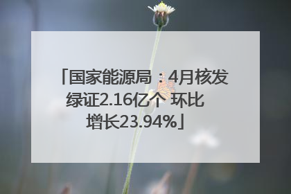 国家能源局：4月核发绿证2.16亿个 环比增长23.94%