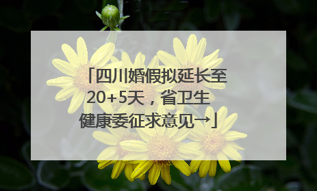 四川婚假拟延长至20+5天，省卫生健康委征求意见→