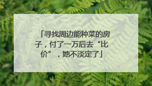 寻找周边能种菜的房子，付了一万后去“比价”，她不淡定了