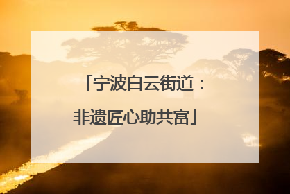 宁波白云街道：非遗匠心助共富