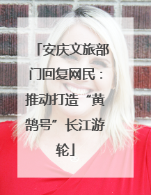 安庆文旅部门回复网民：推动打造“黄鹄号”长江游轮