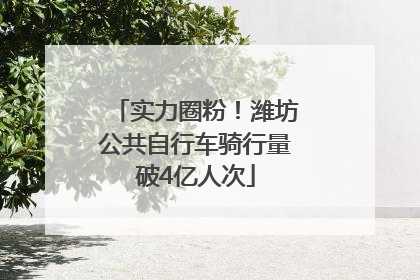 实力圈粉！潍坊公共自行车骑行量破4亿人次