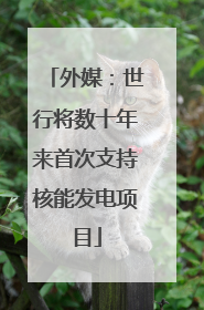 外媒：世行将数十年来首次支持核能发电项目