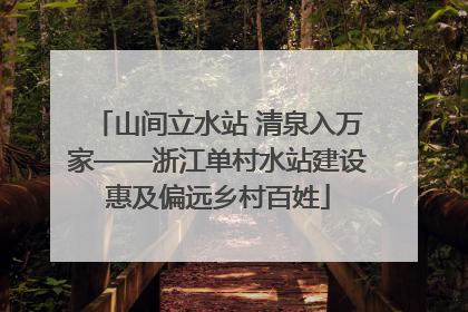 山间立水站 清泉入万家——浙江单村水站建设惠及偏远乡村百姓
