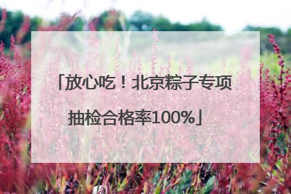 放心吃！北京粽子专项抽检合格率100%