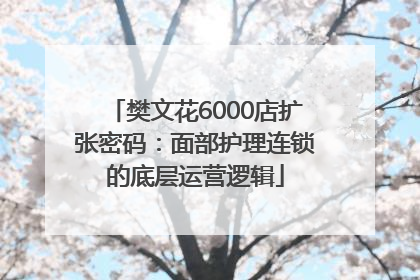 樊文花6000店扩张密码：面部护理连锁的底层运营逻辑