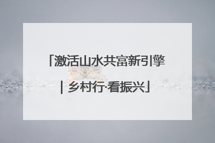 激活山水共富新引擎｜乡村行·看振兴