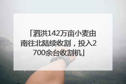 泗洪142万亩小麦由南往北陆续收割，投入2700余台收割机