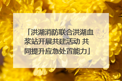 洪湖消防联合洪湖血浆站开展共建活动 共同提升应急处置能力