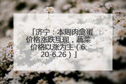 济宁：本周肉禽蛋价格涨跌互现，蔬菜价格以涨为主（6.20-6.26）