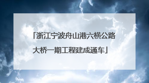 浙江宁波舟山港六横公路大桥一期工程建成通车