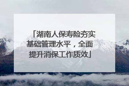 湖南人保寿险夯实基础管理水平，全面提升消保工作质效