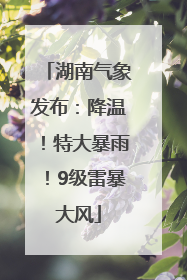 湖南气象发布：降温！特大暴雨！9级雷暴大风