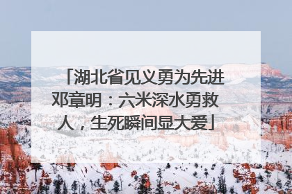 湖北省见义勇为先进邓章明：六米深水勇救人，生死瞬间显大爱
