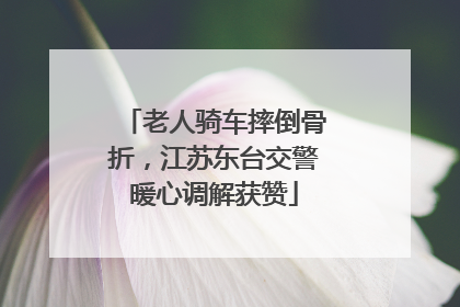 老人骑车摔倒骨折，江苏东台交警暖心调解获赞