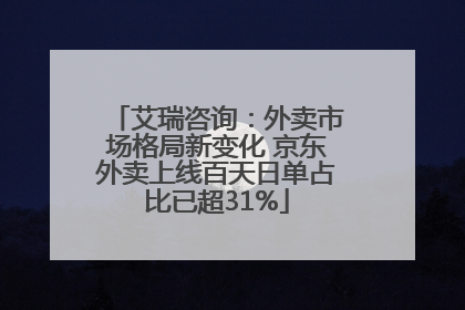艾瑞咨询：外卖市场格局新变化 京东外卖上线百天日单占比已超31%