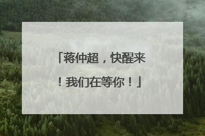 蒋仲超，快醒来！我们在等你！