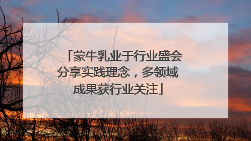 蒙牛乳业于行业盛会分享实践理念，多领域成果获行业关注