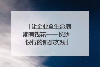 让企业全生命周期有钱花——长沙银行的新邵实践