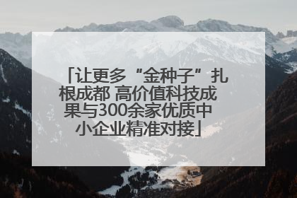 让更多“金种子”扎根成都 高价值科技成果与300余家优质中小企业精准对接