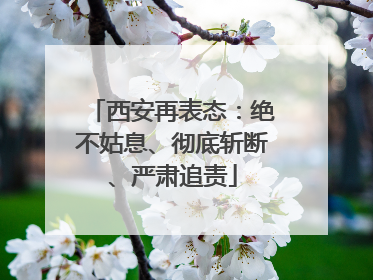 西安再表态：绝不姑息、彻底斩断、严肃追责