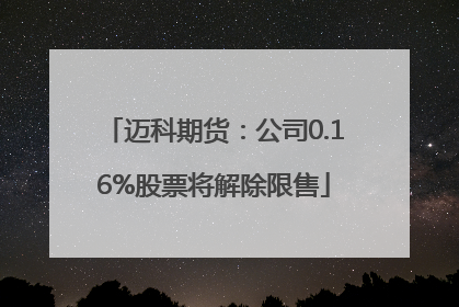 迈科期货：公司0.16%股票将解除限售